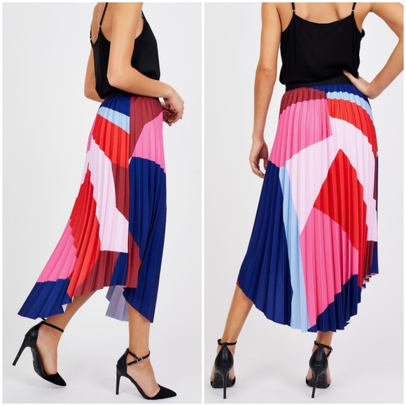 Sabie Dresses & Skirts - Sabié Printed Pleated Color Block Skirt Sz Medium